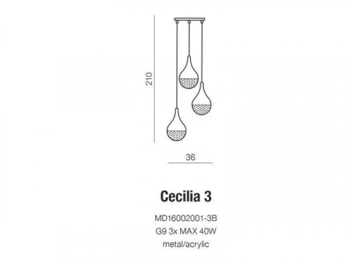 Подвесной светильник Azzardo AZ2174 Cecilia 3 (MD16002001-3B-BK) (15577)