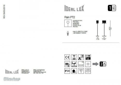 Торшер Ideal Lux RAIN CLEAR PT2 (080277)