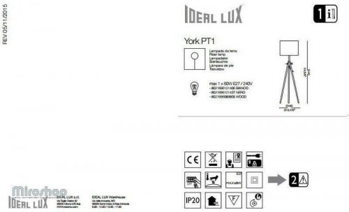 Торшер Ideal Lux YORK PT1 NERO (121437) (88204)