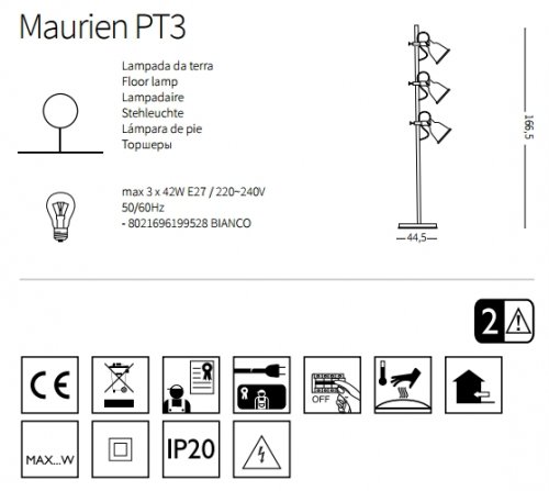 Торшер Ideal Lux MAURIEN PT3 (199528) (22928)