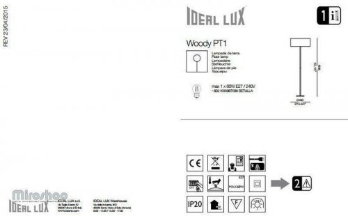 Торшер Ideal Lux WOODY PT2 WOOD (087689) (67598) 