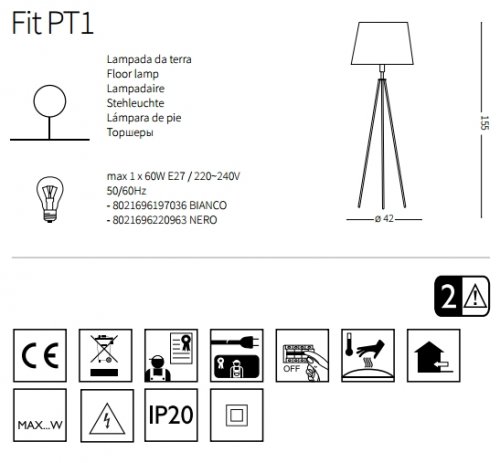 Торшер Ideal Lux FIT PT1 NERO (220963)