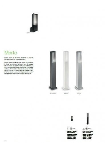 Вуличний світильник Ideal Lux MARTE PT1 ANTRACITE (092225) (81270)