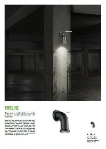 Настінний світильник Ideal Lux PIPELINE AP1 NERO (160559) (13088)
