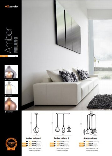 Подвесной светильник Azzardo AZ3075 Amber Milano 3 (clear)