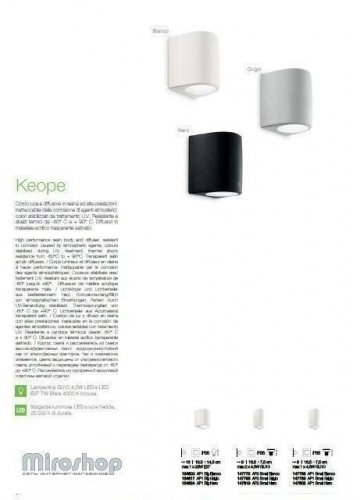 Настінний світильник Ideal Lux KEOPE AP1 SMALL BIANCO (147765) (94129) 