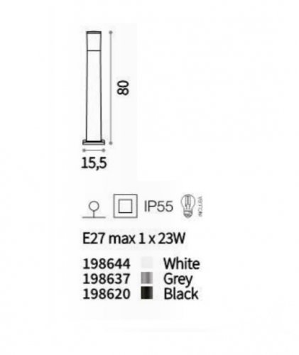 Вуличний стовпчик Ideal Lux AMELIA PT1 NERO (198620) (25875)