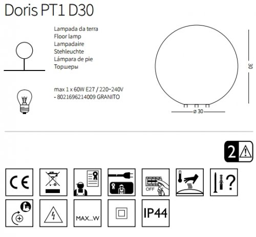 Парковий світильник Ideal Lux DORIS PT1 D30 (214009) (23037) 