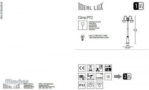 Ліхтарний стовп Ideal Lux CIMA PT2 (024097) (48354)