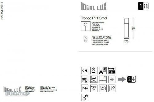 Вуличний світильник Ideal Lux TRONCO PT1 SMALL BIANCO (109145) (88156)