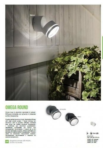 Настінний світильник Ideal Lux OMEGA ROUND AP1 ANTRACITE (172552) (13072)