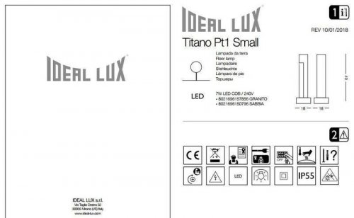 Парковый  светильник  Ideal  Lux  TITANO  PT1  SMALL  GRANITO  (157856)  (13333)