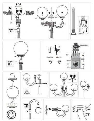 Парковий світильник Ideal Lux CLASSIC GLOBE PT1 SMALL TRASPARENTE (187556) (13047)