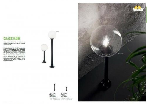 Парковий світильник Ideal Lux CLASSIC GLOBE PT1 SMALL TRASPARENTE (187556) (13047)