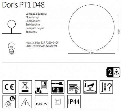 Парковий світильник Ideal Lux DORIS PT1 D48 (195483) (23107)