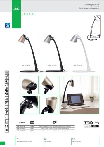 Настольная лампа Kanlux SARI LED B-CH (27980) (26622)