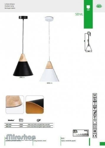 Подвесной светильник Kanlux SENIL W/G (24290) (91397)
