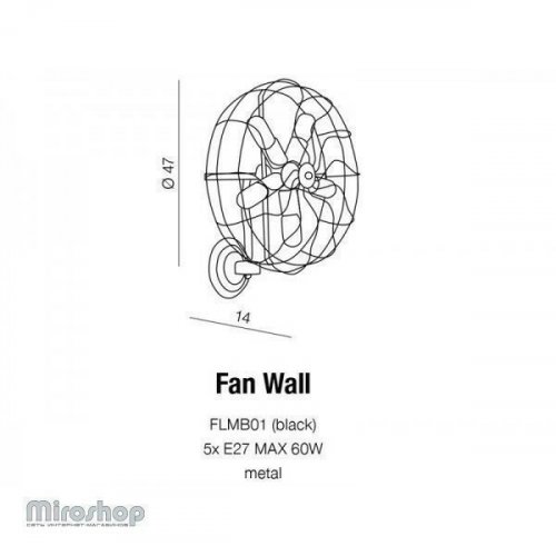 Бра Azzardo AZ1349 Fan wall (FLMD01-BK) (15988)