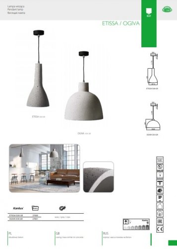 Підвісний світильник Kanlux OGIVA D35 GR (27001)
