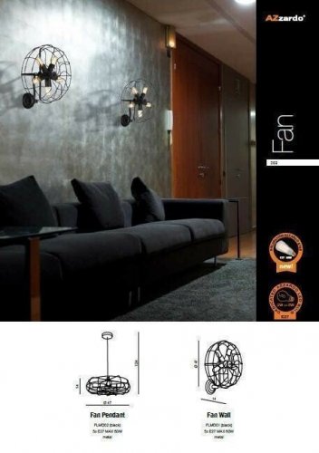 Бра Azzardo AZ1349 Fan wall (FLMD01-BK) (15988)