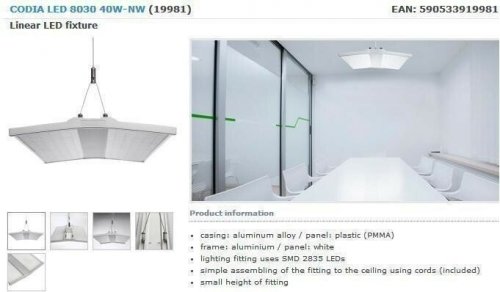 Підвісний світильник Kanlux Codia LED 8030 40W-NW (19981)