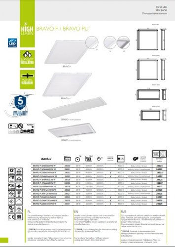 Вбудовується світильник Kanlux BRAVO P 36W6060CW W (28006)