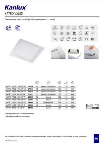 Стельовий світильник Kanlux KATRO V2 LED 24W-NW-SN (27216) (26639) 