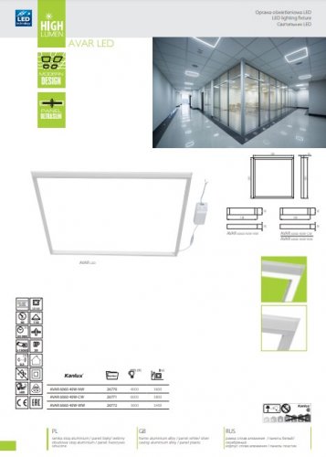 Світлодіодна рамка Kanlux AVAR 6060 40W-CW (26771)