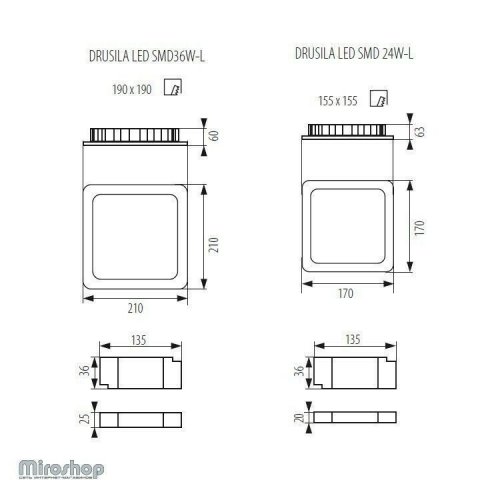 Стельовий світильник Kanlux DRUSILA LED SMD 36W-L (25513)