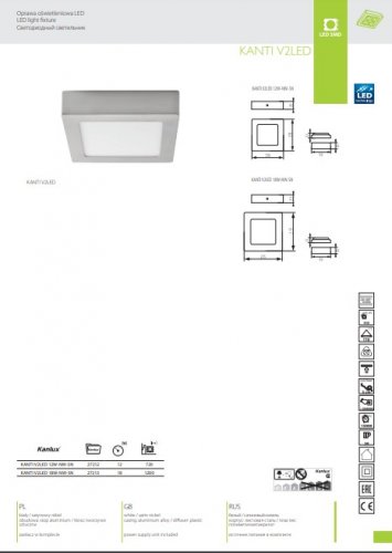 Стельовий світильник Kanlux KANTI V2 LED 18W-NW-SN (27213)