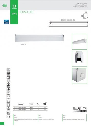Настенный светильник Kanlux ROLSO LED IP44 15W-NW (26700)