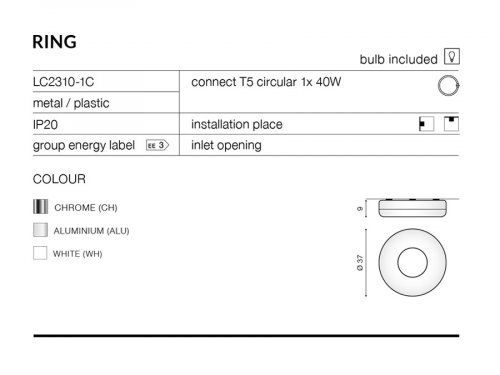Стельовий світильник Azzardo AZ0336 Ring B (white) (LC2310-1B-WH) 