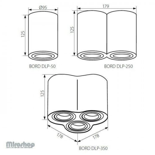 Точковий світильник Kanlux BORD DLP-250-B OPR.OSWIETL.SUFITOWA (22555) (95257)