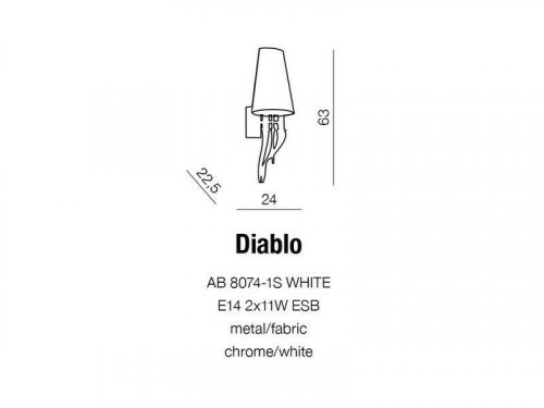 Бра Azzardo AZ0087 Diablo (white) (AB8074-1S-WH-CH) (79376)