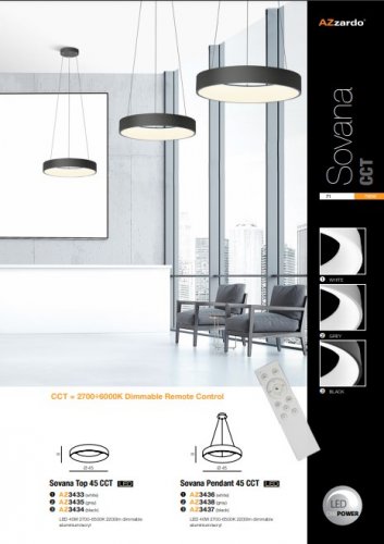 Стельовий світильник Azzardo AZ3435 Sovana Top 45 CCT (grey) 