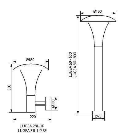 Уличный светильник Kanlux LUGEA 28L-UP (23530) (25200)