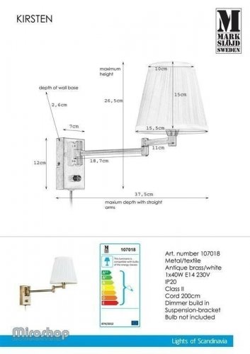 Бра Markslojd 107018 KIRSTEN (96966)