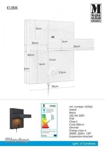 Бра  Markslojd  107065  KUBIK  (97020)