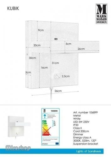 Бра Markslojd 106899 KUBIK (94506)