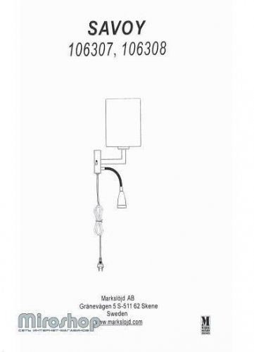 Бра Markslojd 106307 SAVOY (88256)