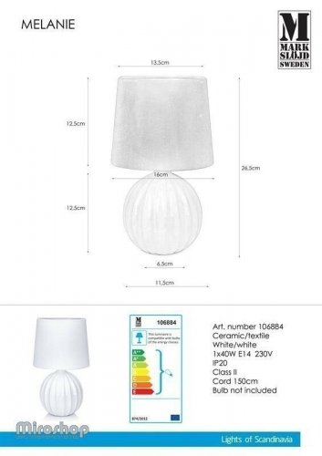 Настольная лампа Markslojd 106884 MELANIE (94500)