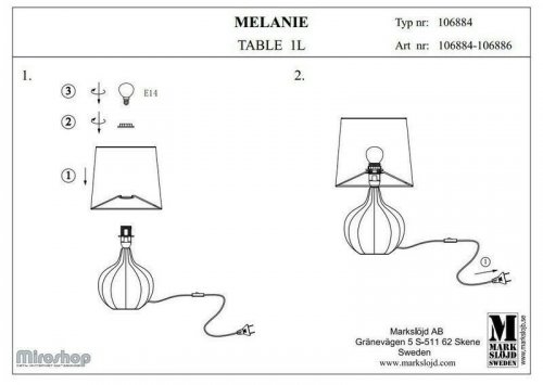 Настольная лампа Markslojd 106884 MELANIE (94500)