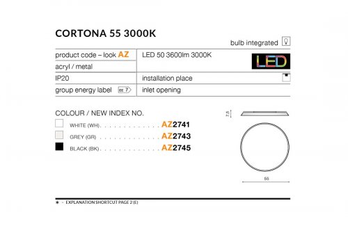 Потолочный светильник Azzardo AZ2743 Cortona 55 3000K (grey)