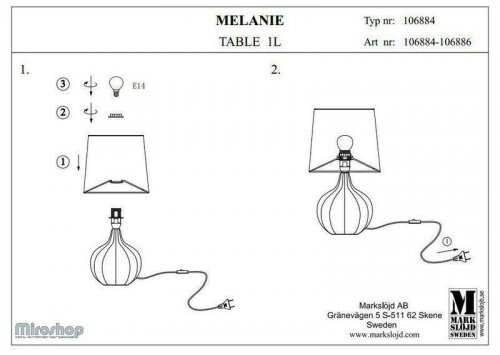 Настільна лампа Markslojd 106886 MELANIE (94501)