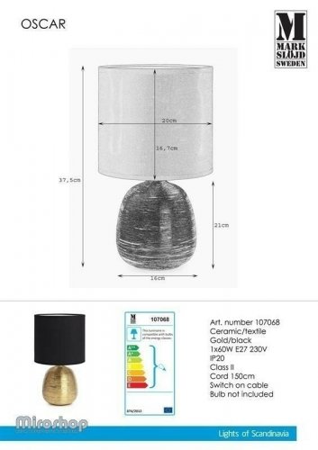 Настільна лампа Markslojd 107068 OSCAR (96995)