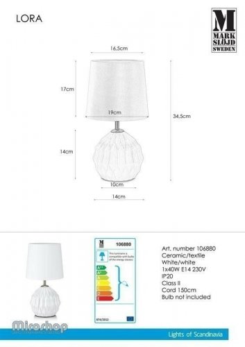 Настільна лампа Markslojd 106880 Lora (94497)