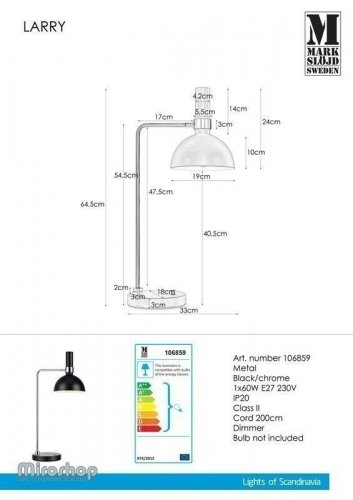 Настільна лампа Markslojd 106859 LARRY (94494)