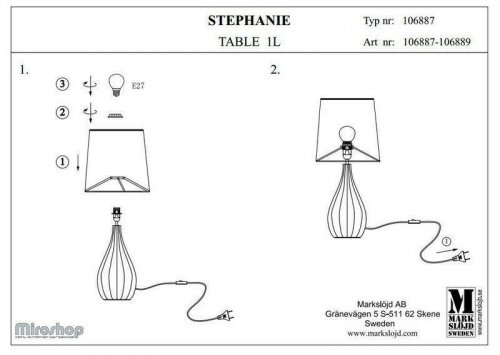 Настільна лампа Markslojd 106887 STEPHANIE (94502) 