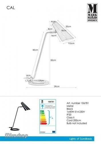 Настільна лампа Markslojd 106781 CAL (94490)