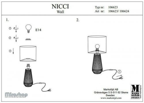 Настільна лампа Markslojd 106623 NICCI (94477)